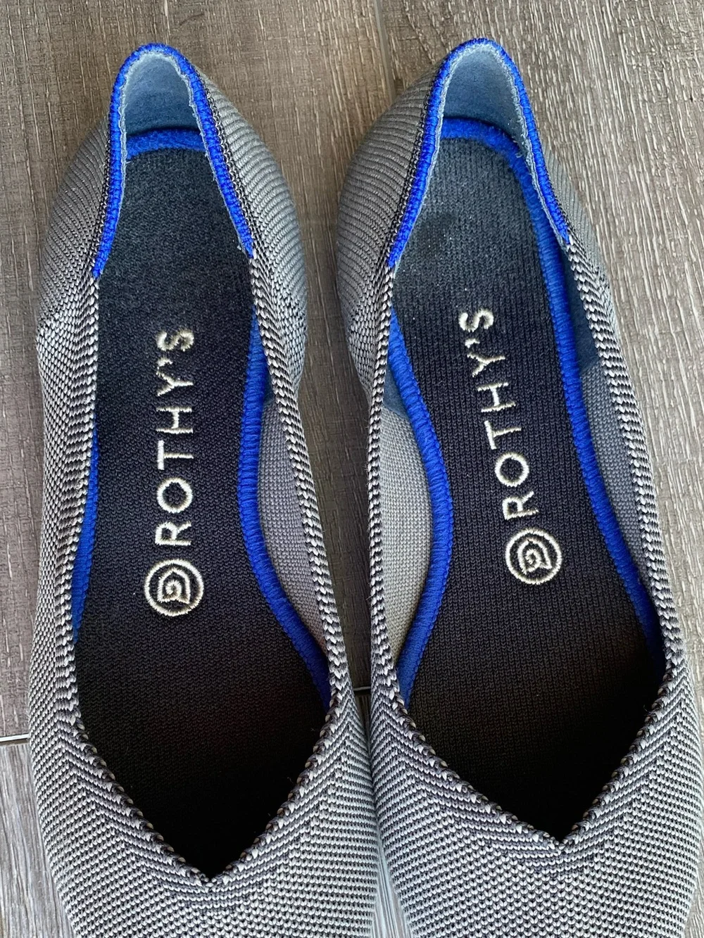 Rothy's The Pointed Toe Grey Knit Flats Women's Size 9